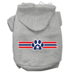 Patriotic Star Paw Screen Print Pet Hoodies Grey L (14)