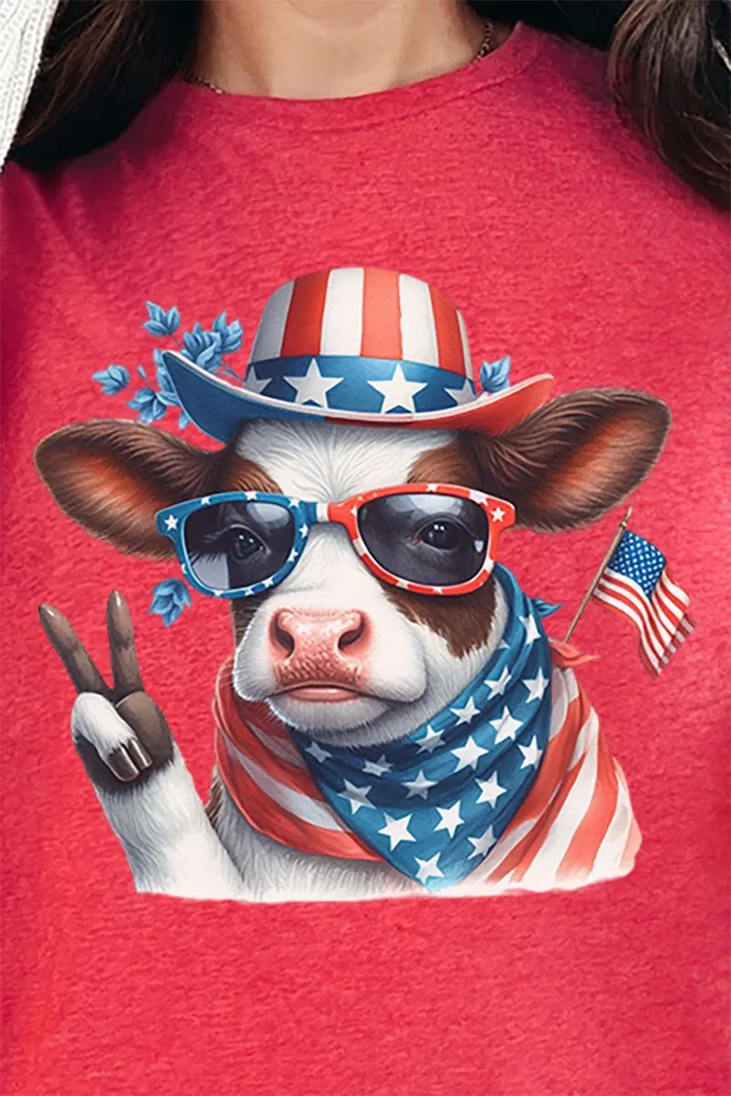 Peace Out Freedom Cow Short Sleeve Relaxed Fit T-Shirt