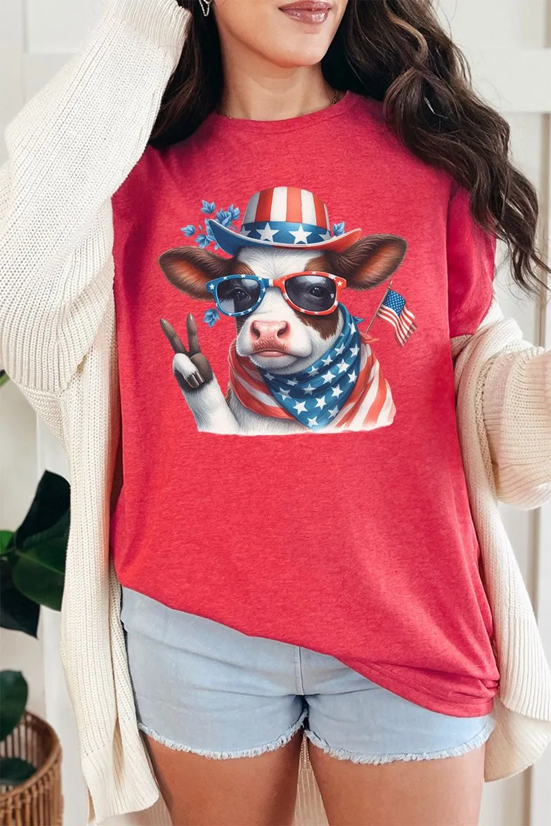 Peace Out Freedom Cow Short Sleeve Relaxed Fit T-Shirt