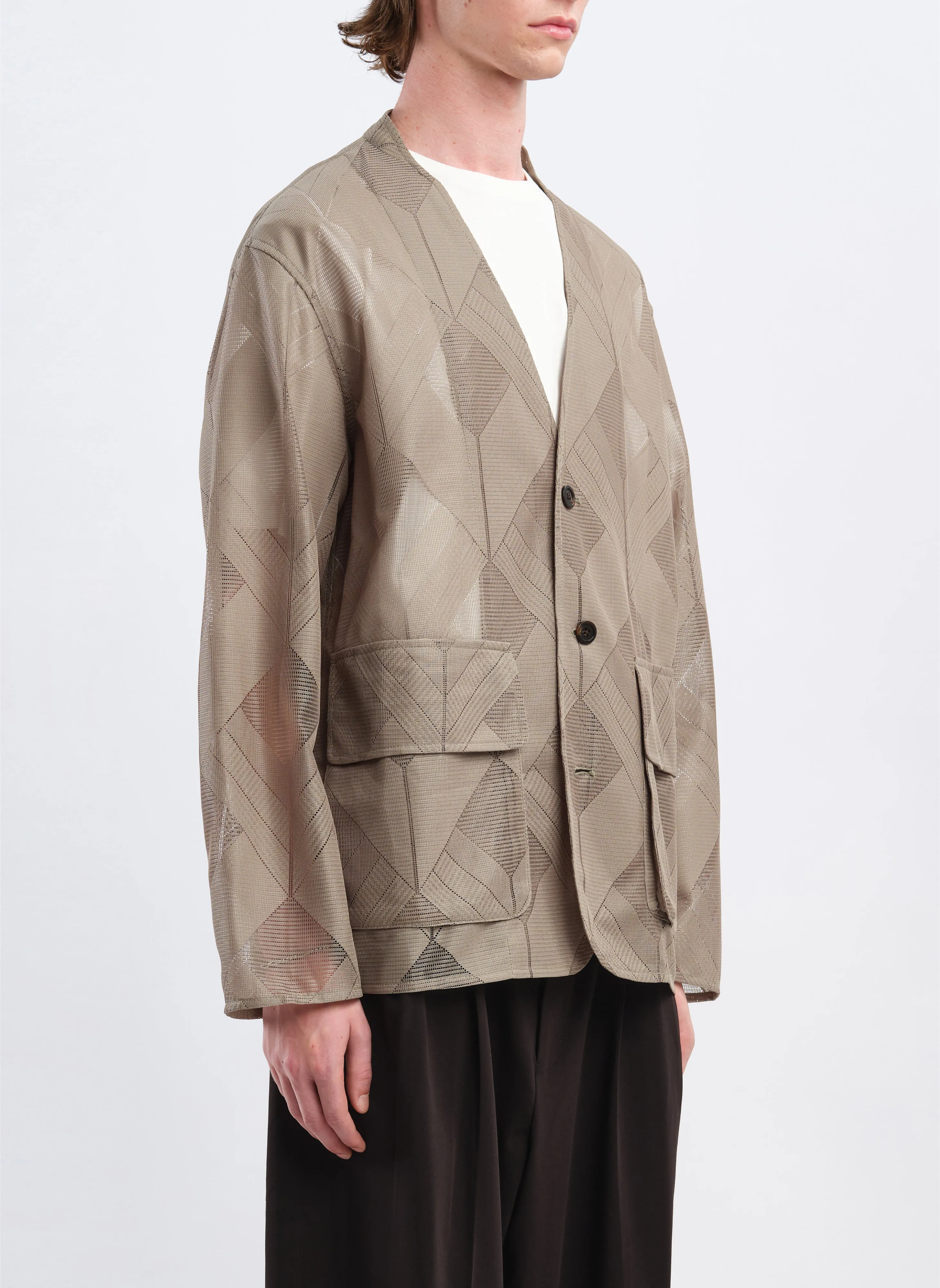 Polyester Geometric Jacquard Soft Blazer