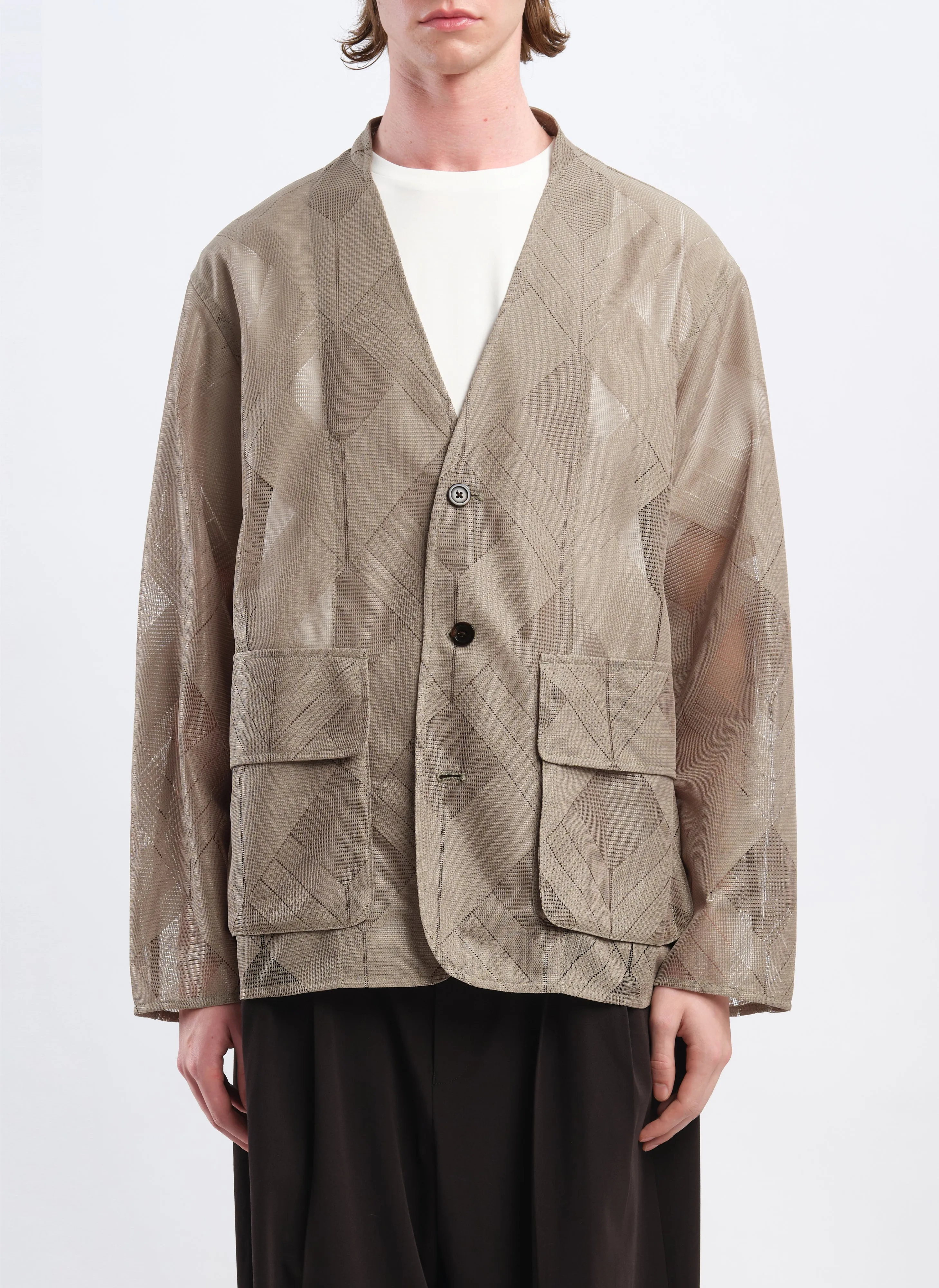 Polyester Geometric Jacquard Soft Blazer