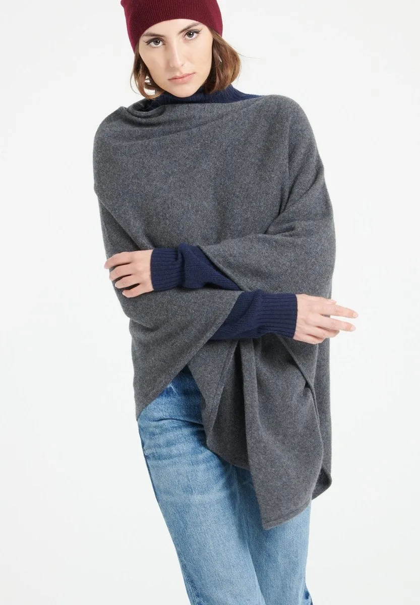 Poncho cachemire gris anthracite femme - LILLY 9