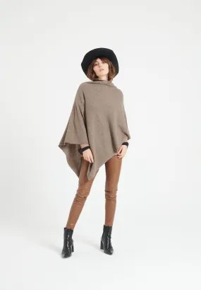 Poncho cachemire taupe femme - LILLY 9