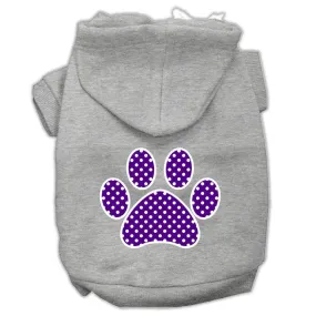 Purple Swiss Dot Paw Screen Print Pet Hoodies Grey Size Sm (10)