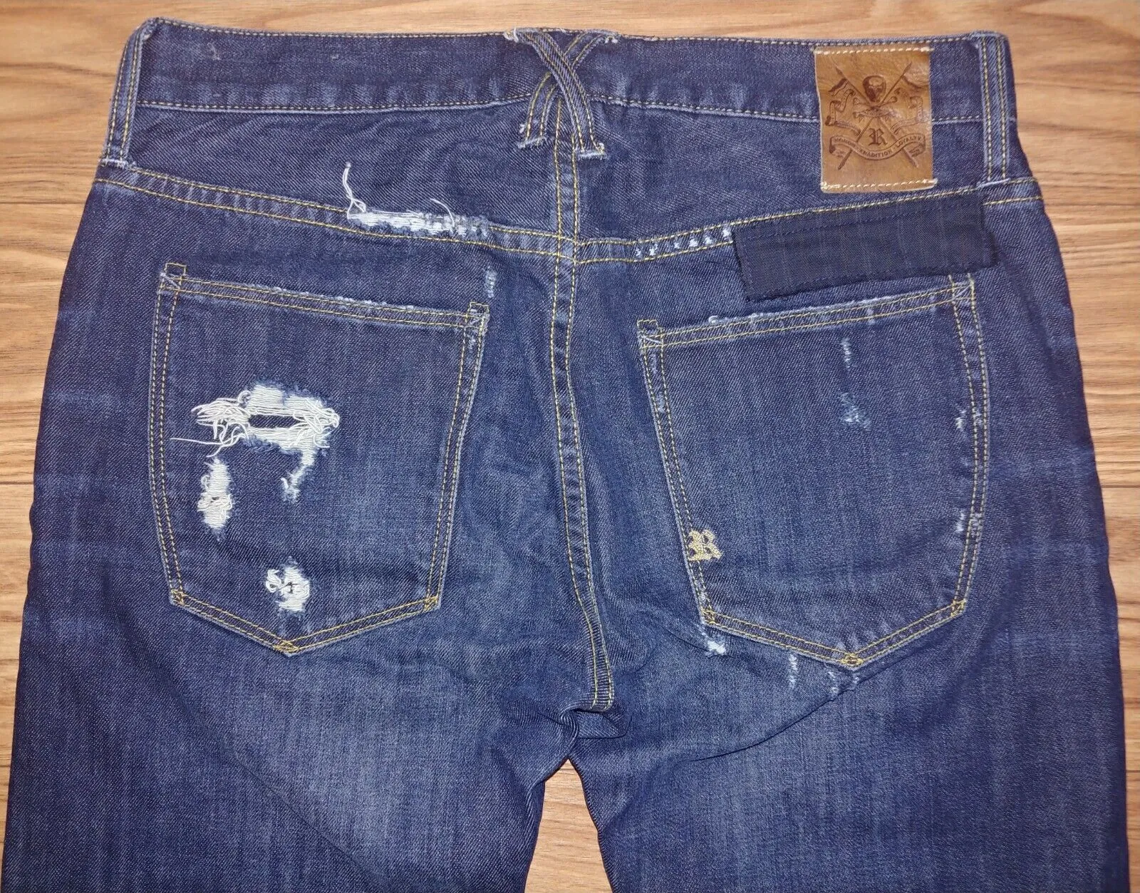 Ralph Lauren Preloved Rugby Distressed Repaired Boyfriend Dark Wash Denim Jeans Size 25