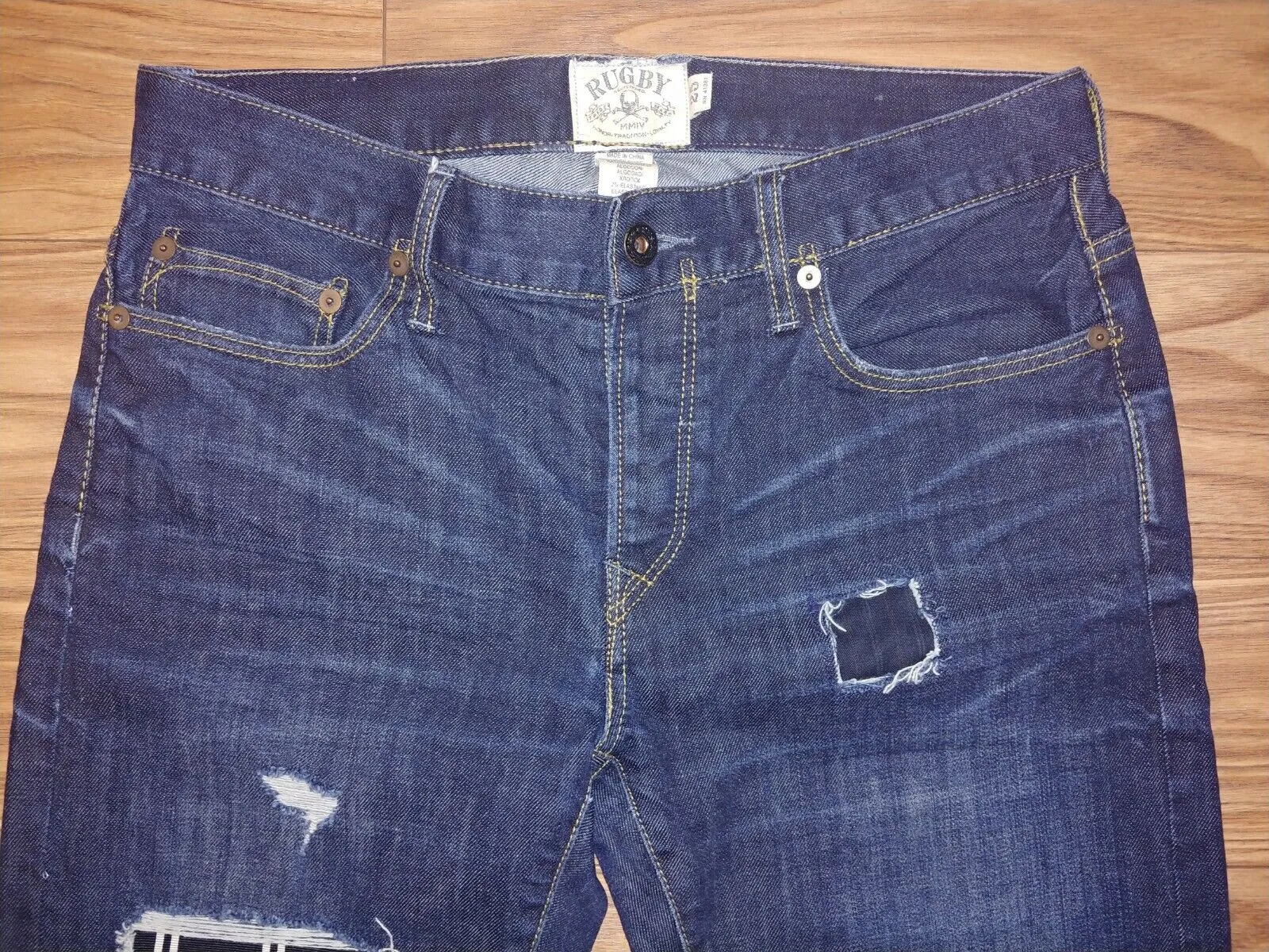 Ralph Lauren Preloved Rugby Distressed Repaired Boyfriend Dark Wash Denim Jeans Size 25