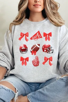 Red Blitz And Bows Heavy-weight Crew Sweatshirt