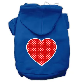 Red Swiss Dot Heart Screen Print Pet Hoodies Blue Size Sm (10)