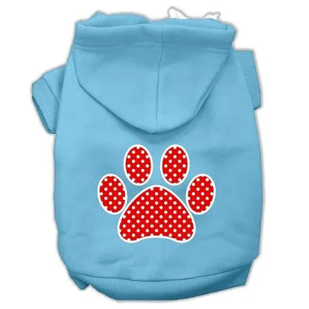 Red Swiss Dot Paw Screen Print Pet Hoodies Baby Blue Size XXXL (20)