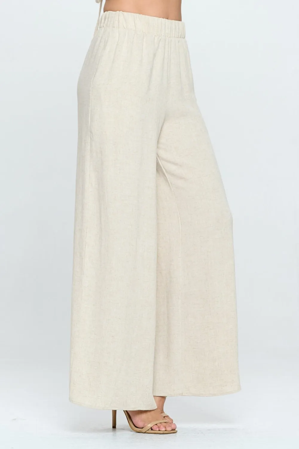 RENEE C Linen Wide Leg Pants with Pockets