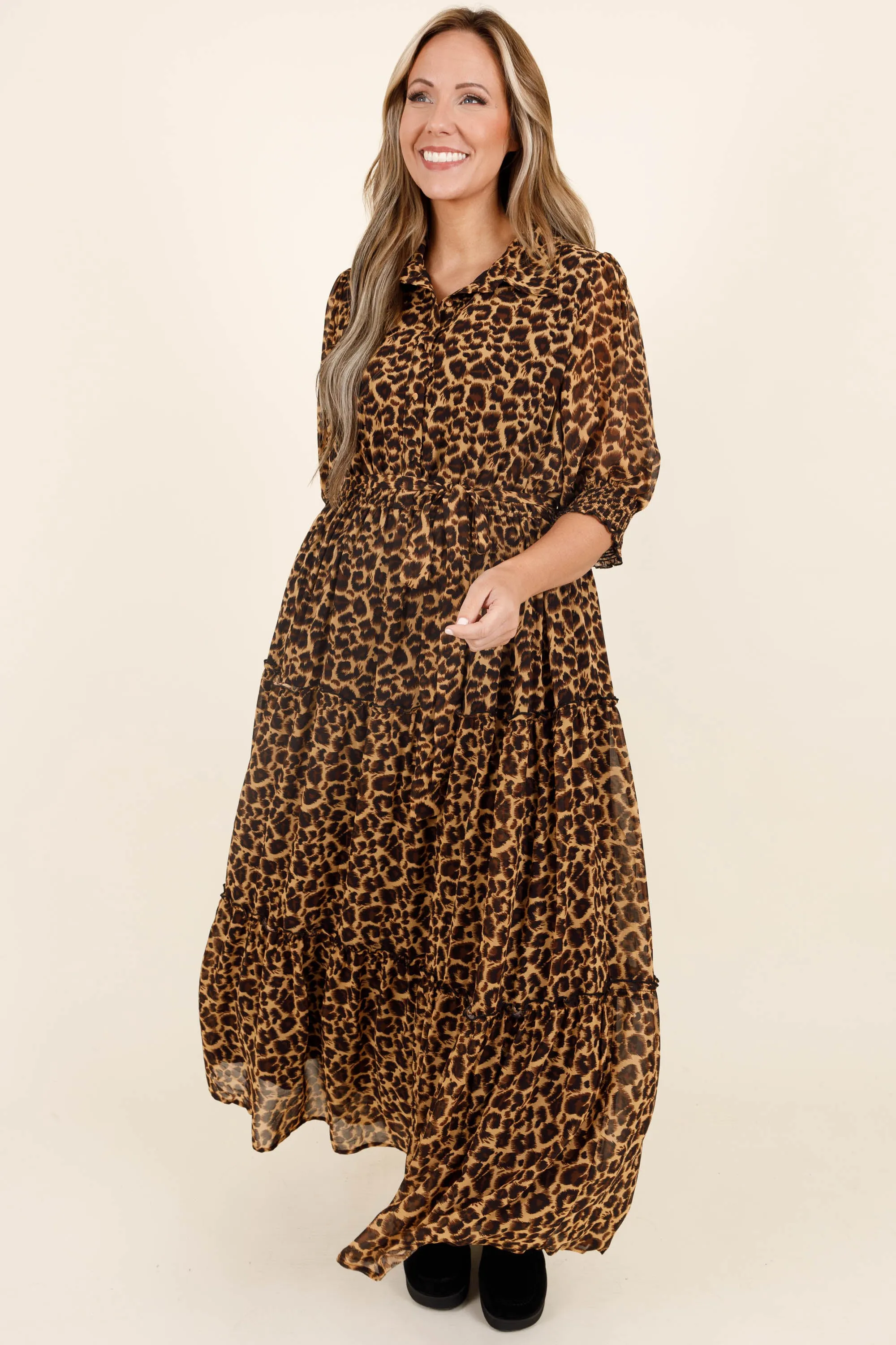 Roaring Elegance Dress, Brown