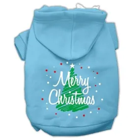 Scribbled Merry Christmas Screenprint Pet Hoodies Baby Blue Size XL (16)