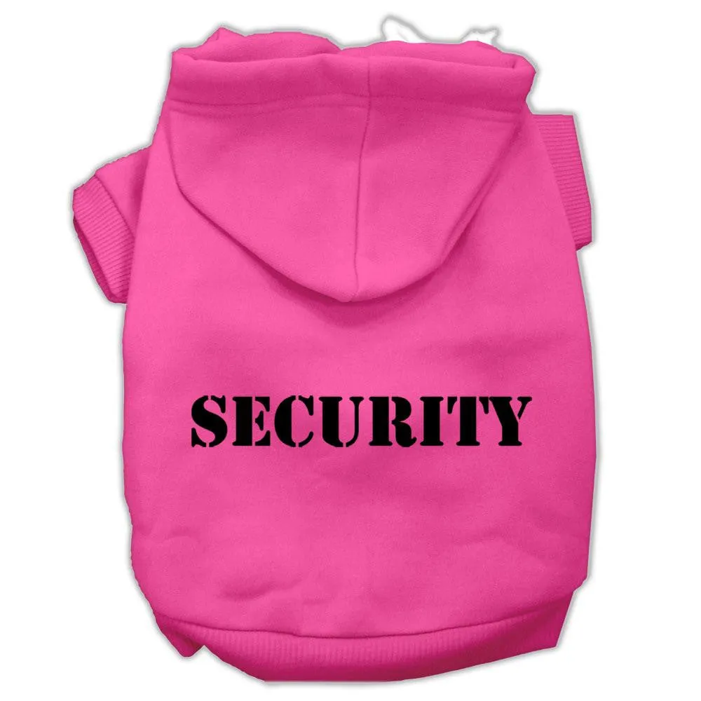 Security Screen Print Pet Hoodies Bright Pink Size w- Black Size text XXL (18)