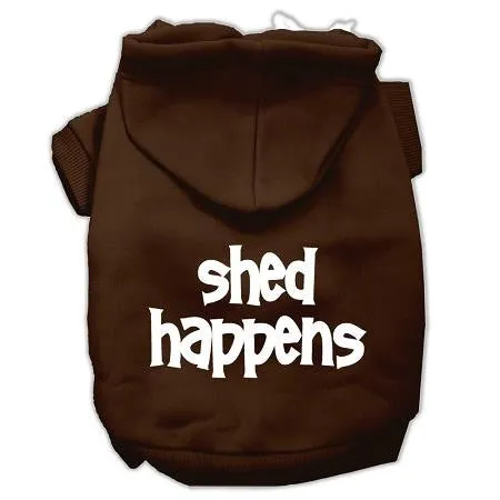 Shed Happens Screen Print Pet Hoodies Brown Size Med (12)