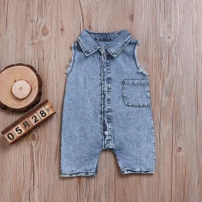 Short-sleeve Denim Romper