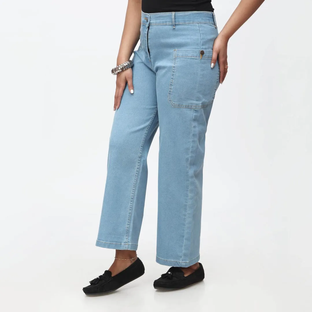 Sky Blue Denim Pant with Side Pockets PS4528