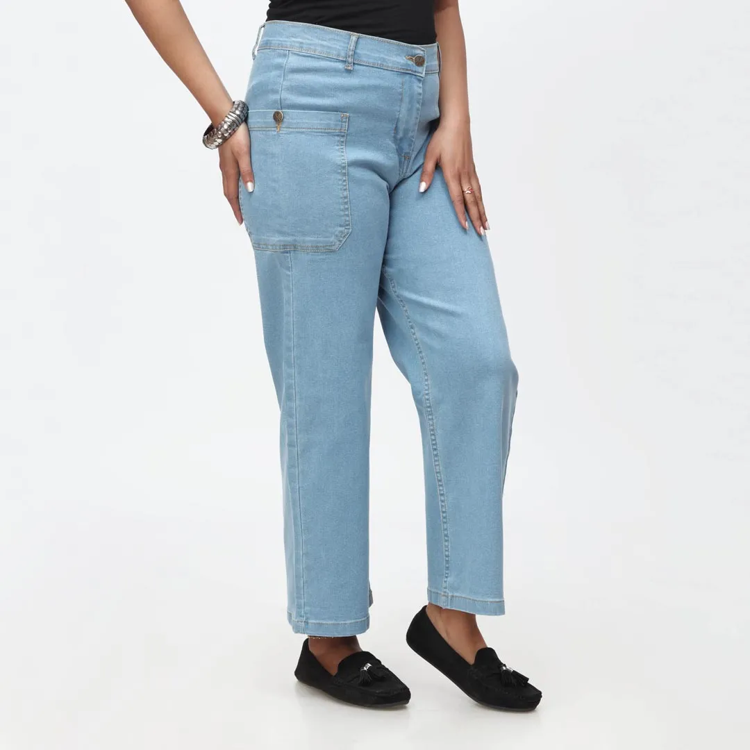 Sky Blue Denim Pant with Side Pockets PS4528