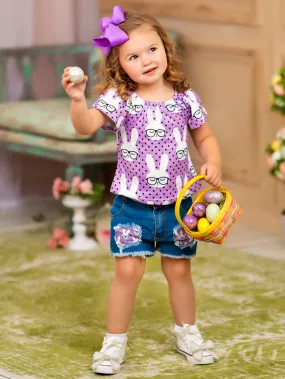 Smart Bunnies Polka Dot Denim Shorts Set