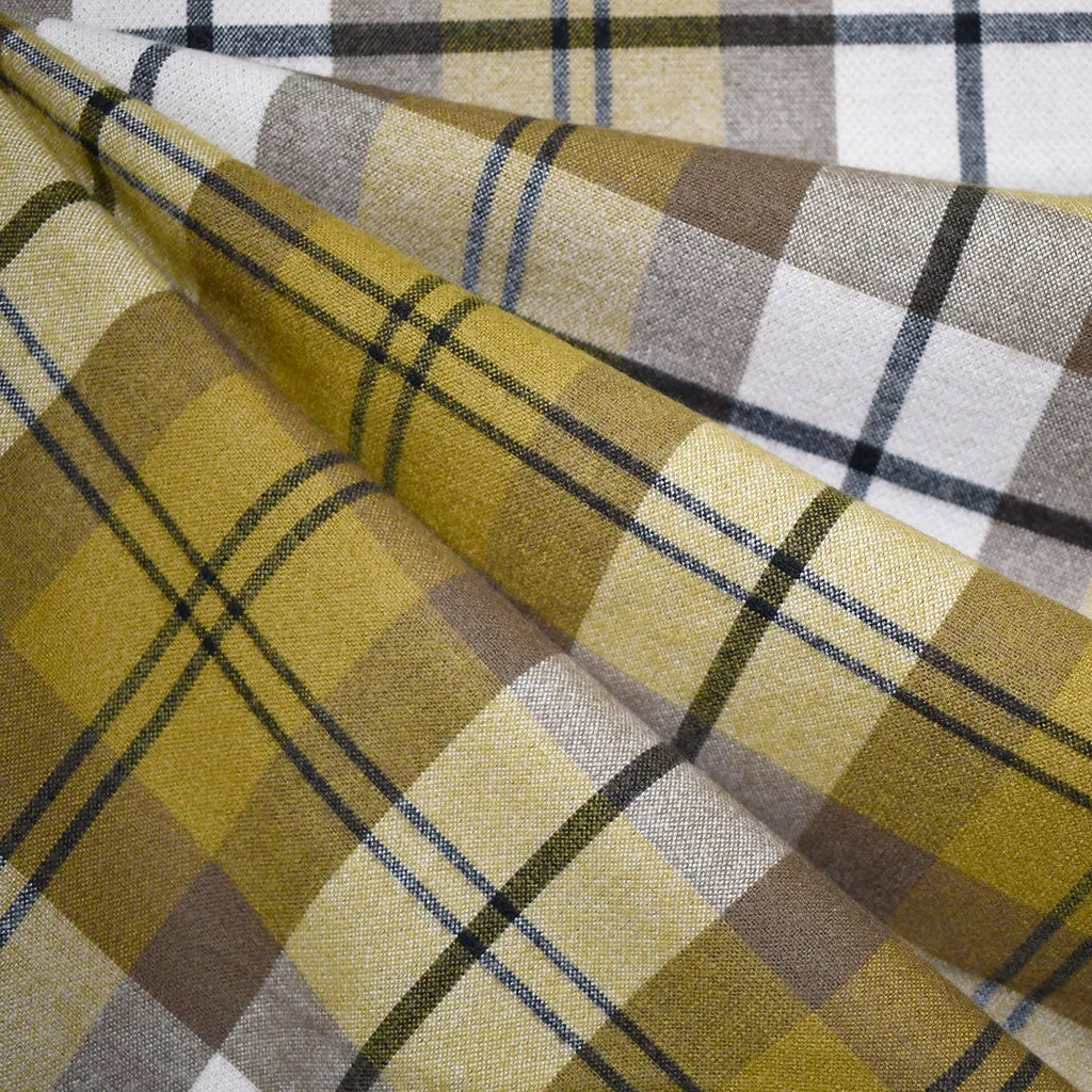 Soft Plush Reversible Grid Plaid Coating Citron/Camel