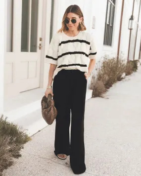 Splendid x @Cellajaneblog Stripe Cable Short Sleeve Sweater