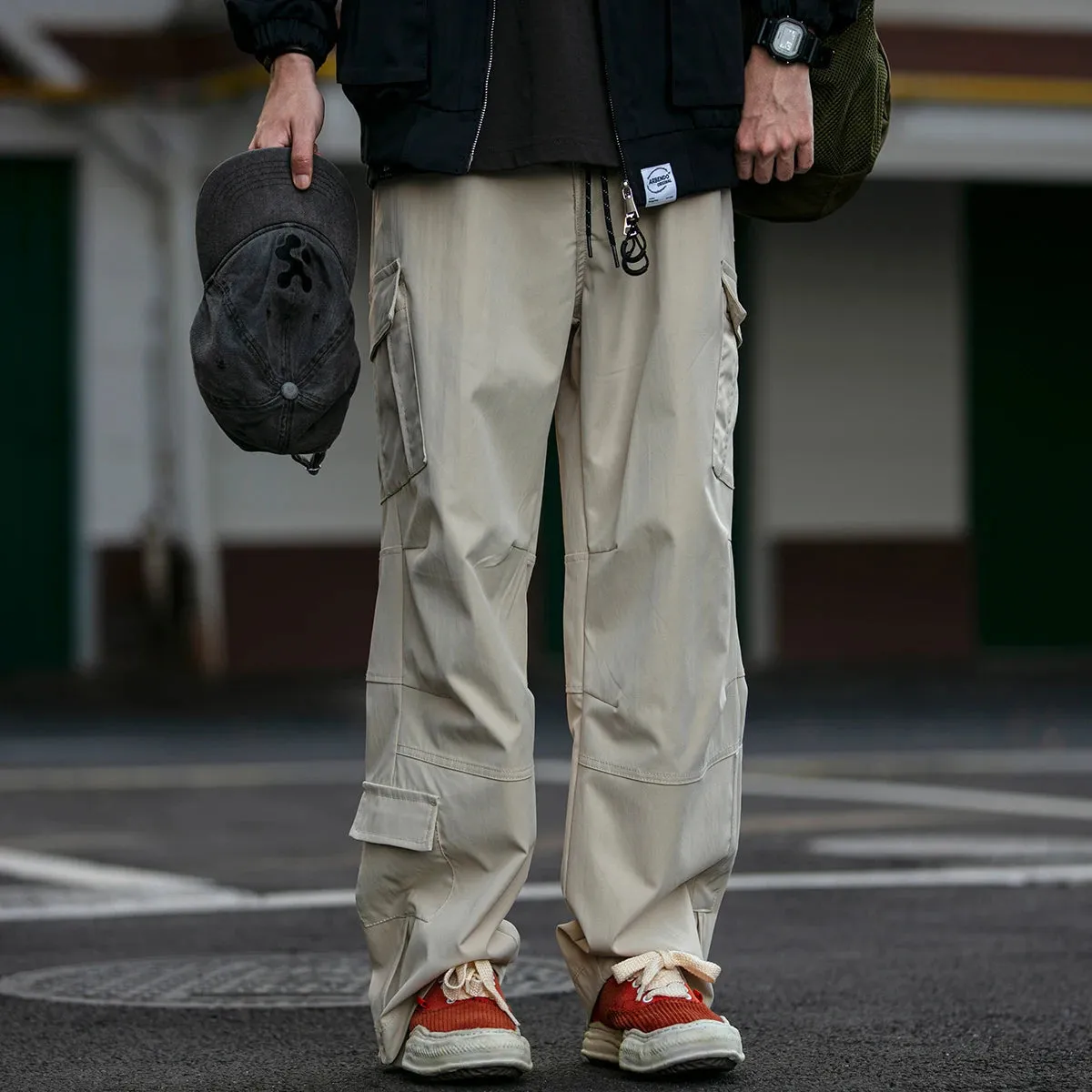 Straight Leg Twill Cargo Pants