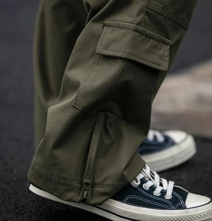 Straight Leg Twill Cargo Pants