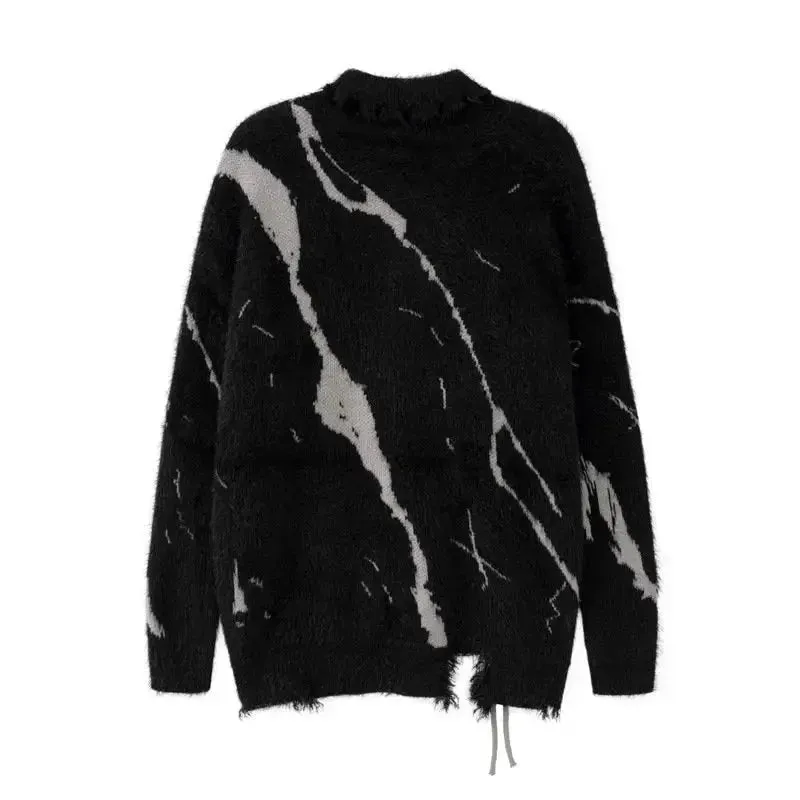 Streetwear "Knotted Splash" Turtleneck Sweater