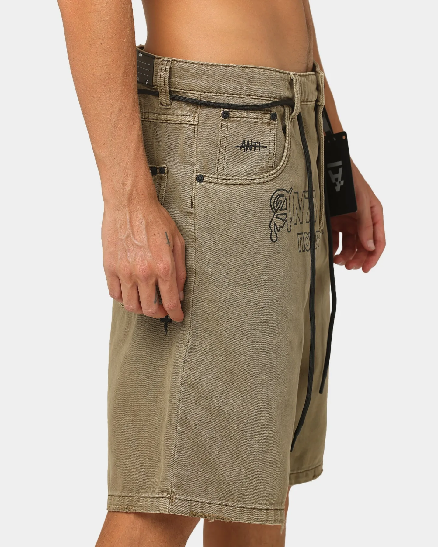 The Anti Order Military Denim Shorts Vintage Brown