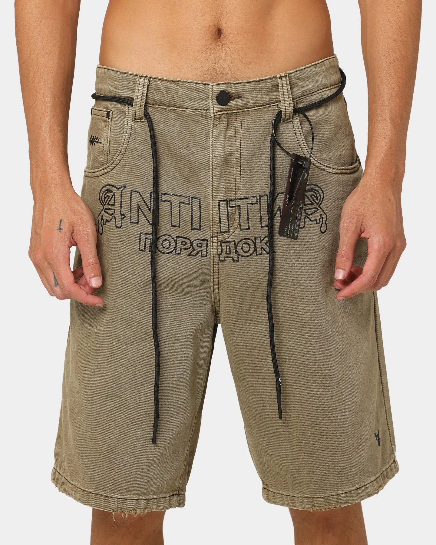 The Anti Order Military Denim Shorts Vintage Brown