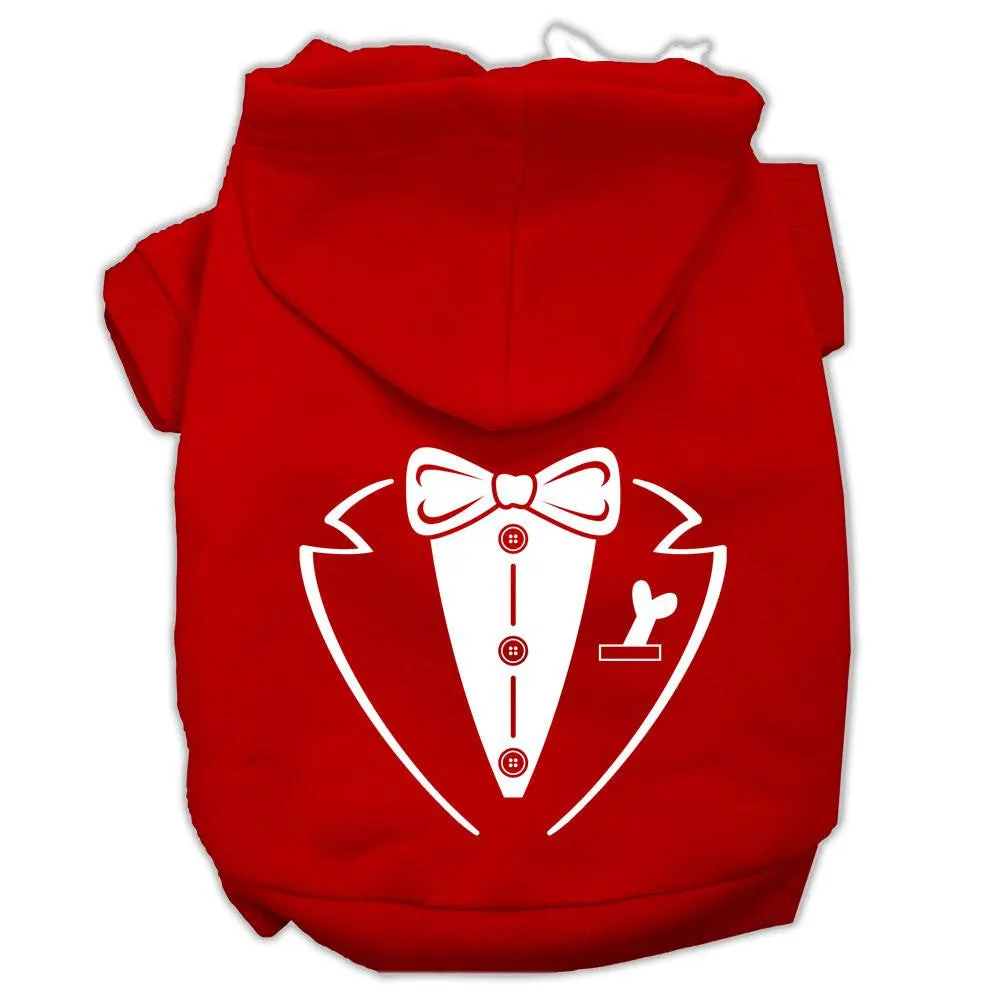 Tuxedo Screen Print Pet Hoodies Red Size XXXL (20)