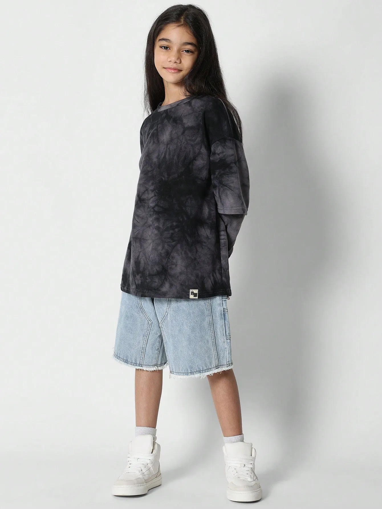 Tween Girl Washed Double Layered Long Sleeve Tee