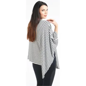 UberMums BlackWhite Skinny Stripe Nursing Poncho - Modal Spandex