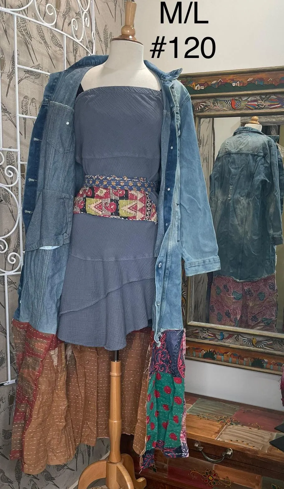 Upcycled Denim Kantha Coat by Kantha Bae