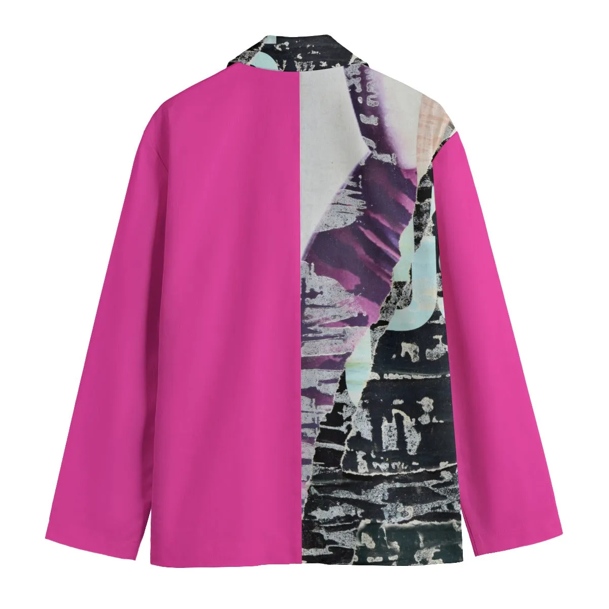 Urban Graphics Split Design Fuchsia Men's Casual Flat Lapel Collar Blazer