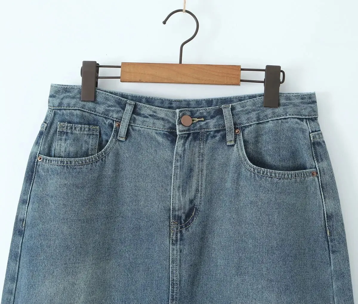 Vintage Straight Loose Split Denim Skirt