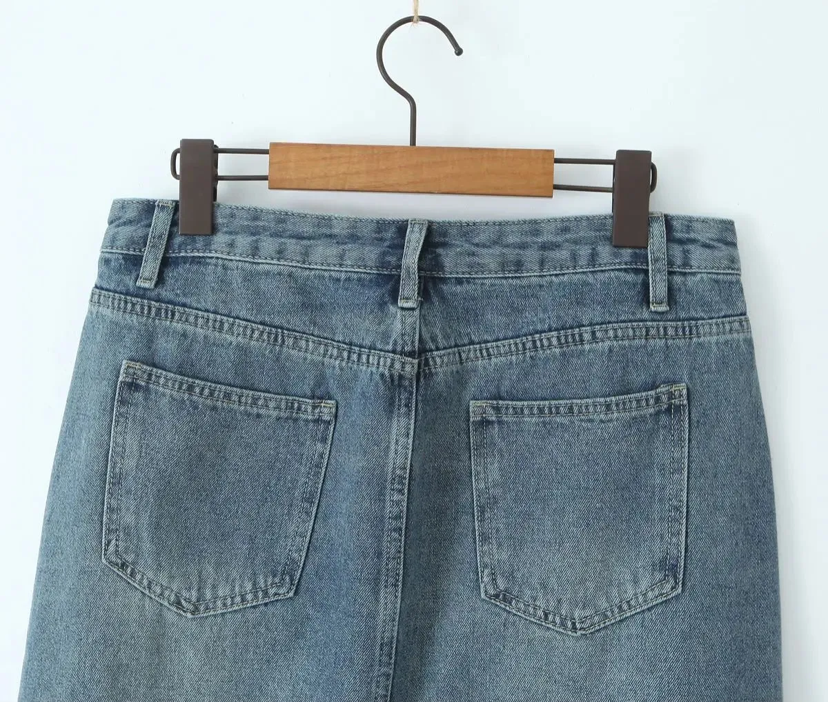 Vintage Straight Loose Split Denim Skirt