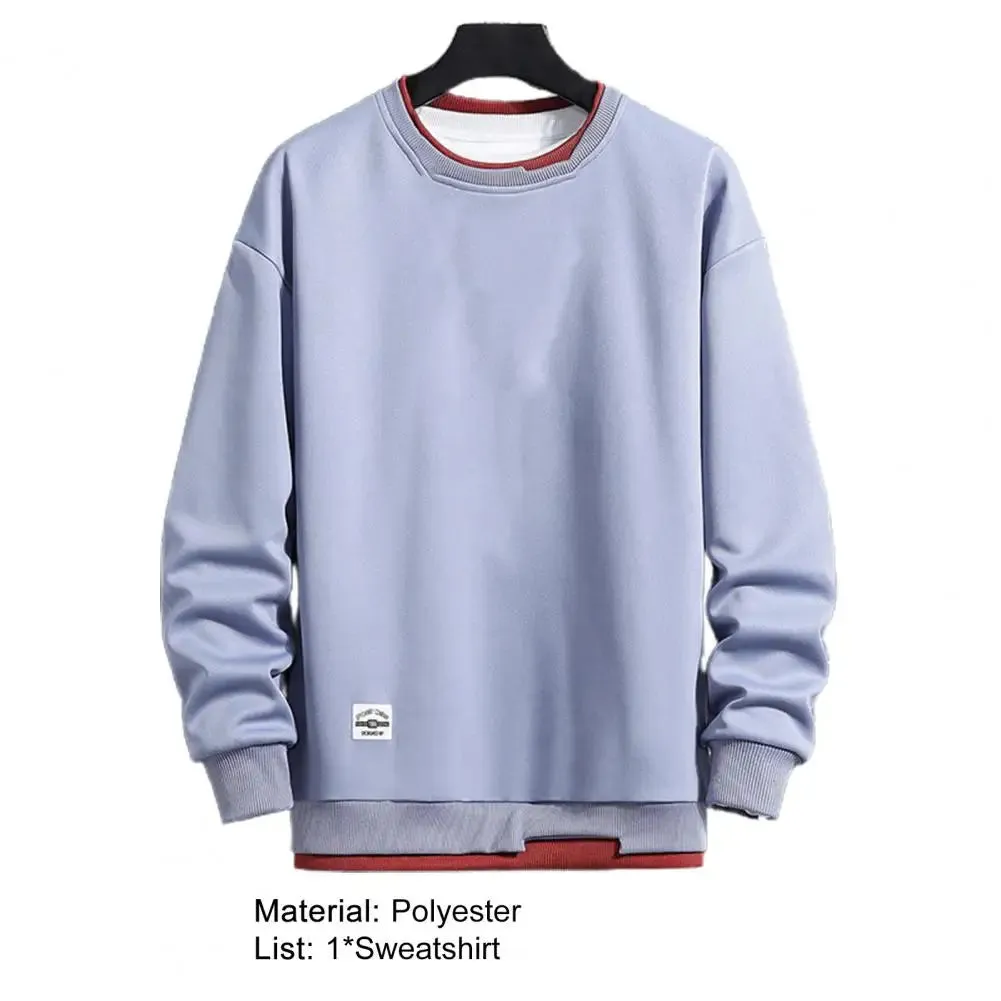 Wiaofellas  -  Men New Fleece Sweatshirts Solid Color Long Sleeve Casual Double-layered Pullovers Men O Neck Sweatshirt Mens Pullover Hoodies