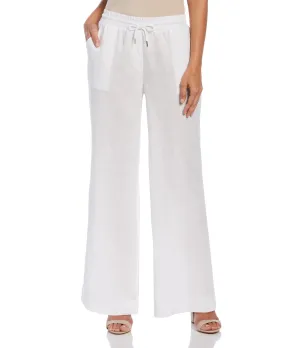 Women's Wide Leg Drawstring Linen Pant