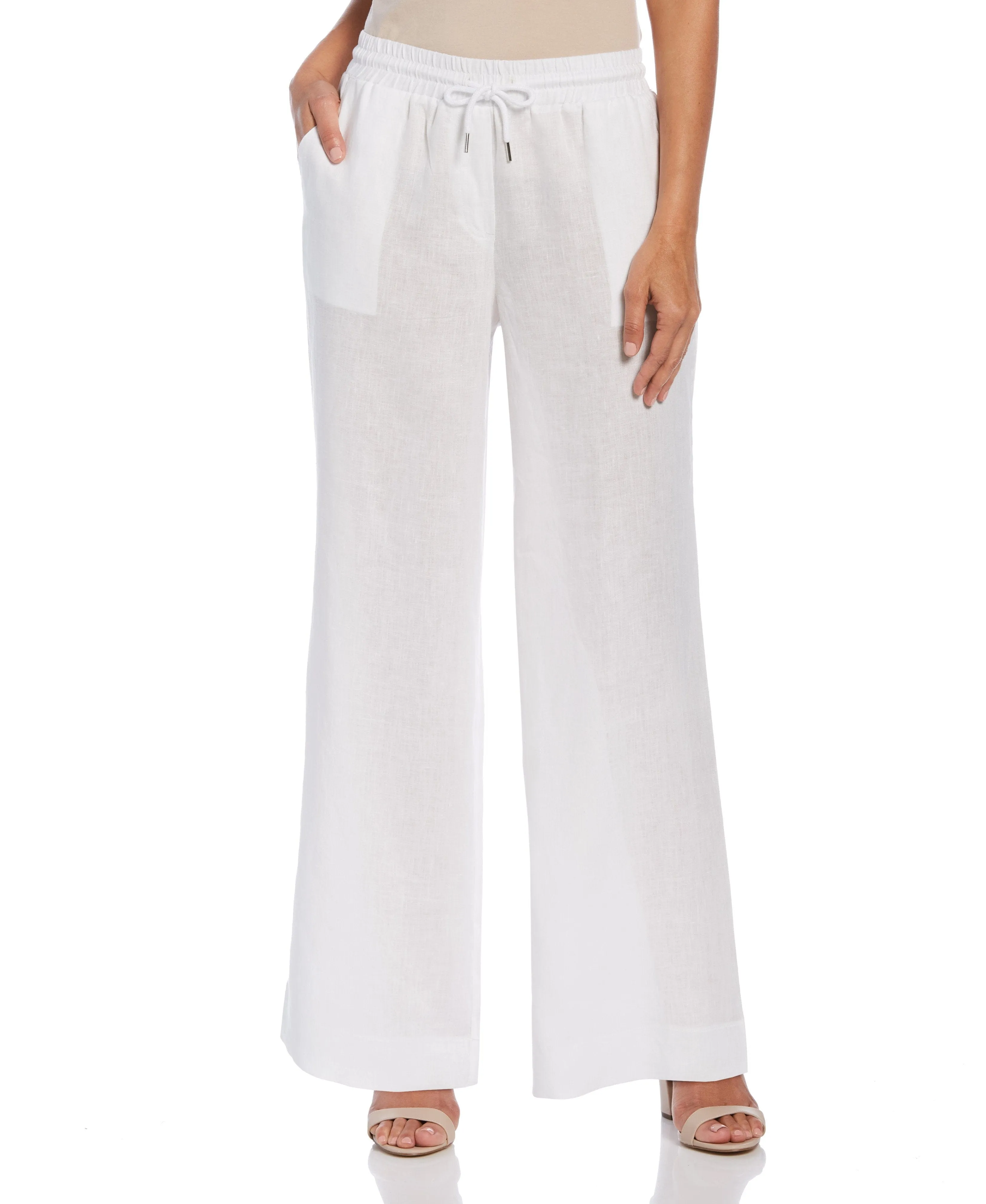 Women's Wide Leg Drawstring Linen Pant