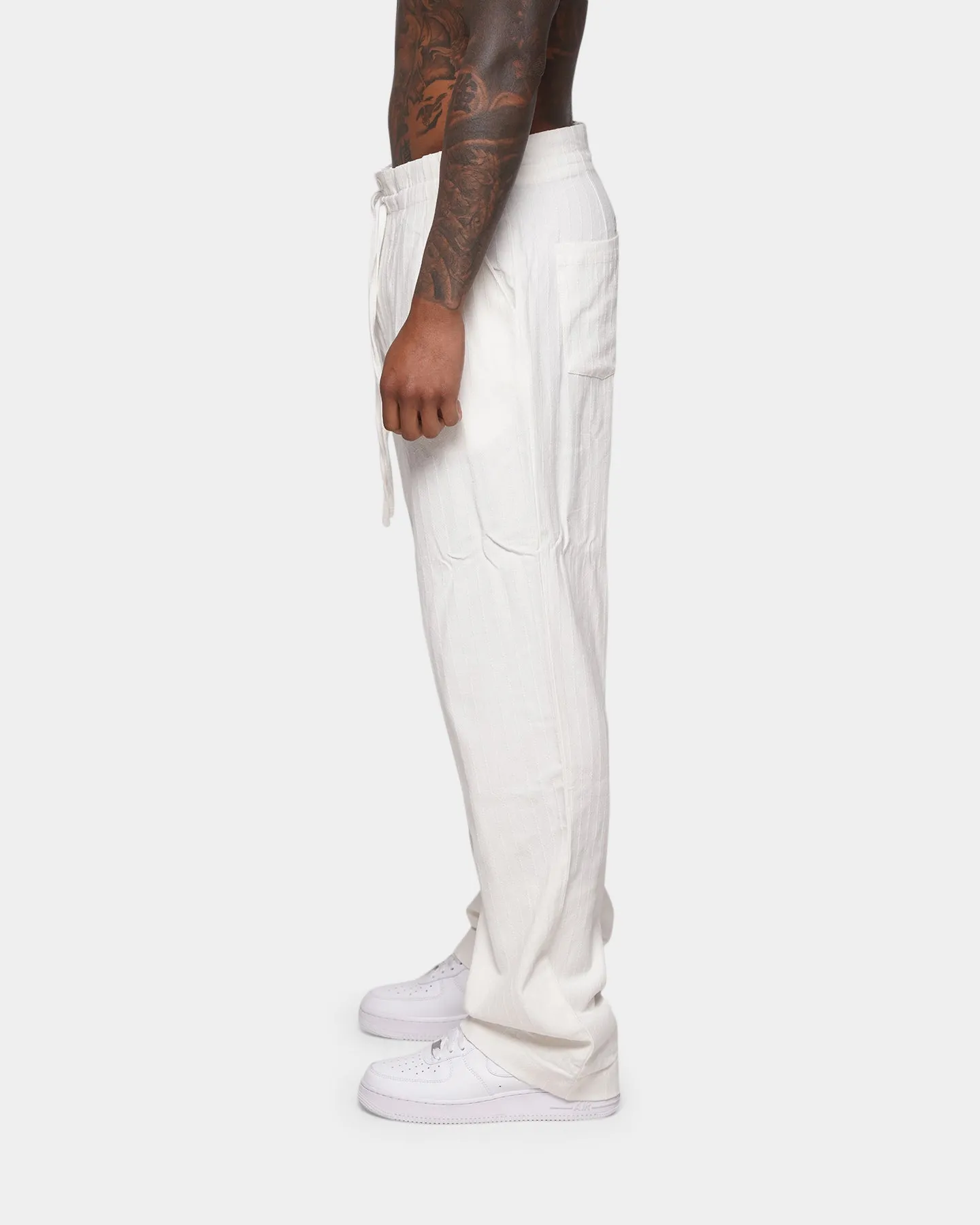 XXIII Striped Cotton Pants Organic White