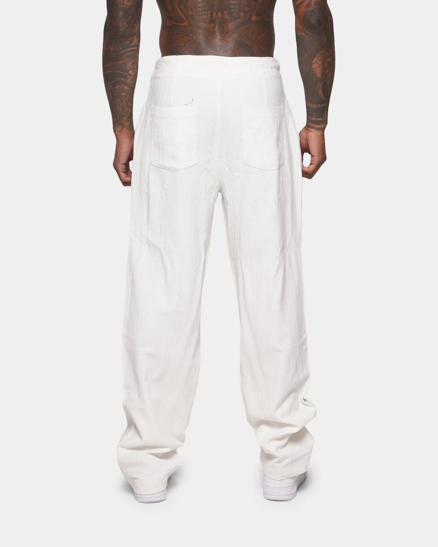 XXIII Striped Cotton Pants Organic White