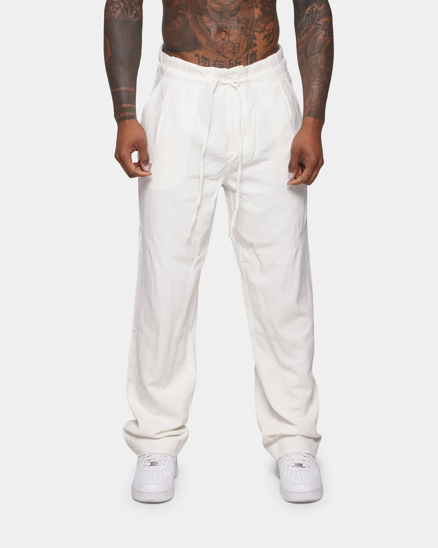 XXIII Striped Cotton Pants Organic White