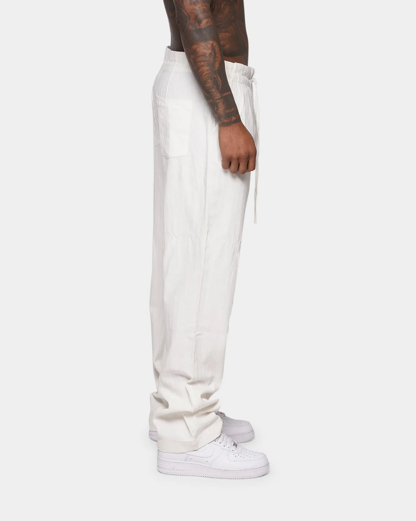 XXIII Striped Cotton Pants Organic White